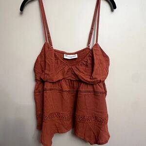 No Boundaries Rust Boho Lace Trim Peplum Cami – XL
